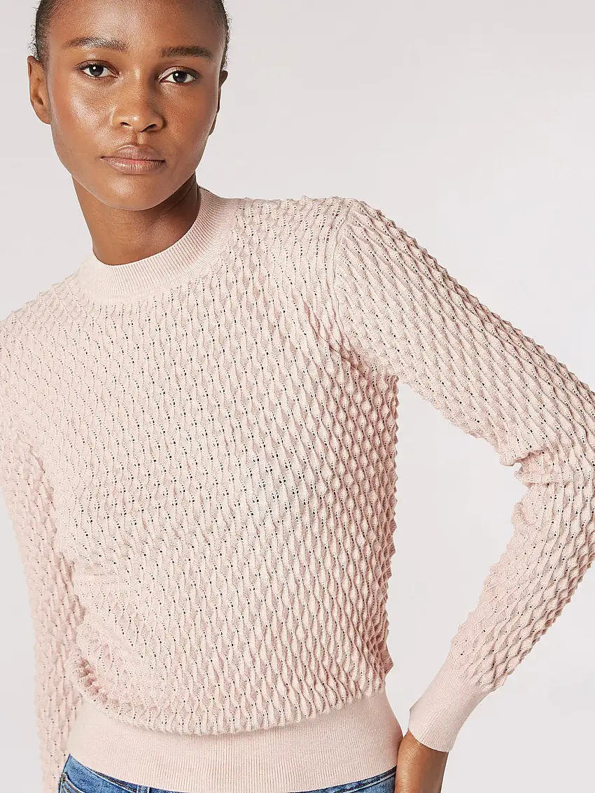 3D Textured Knitted Jumper Pink