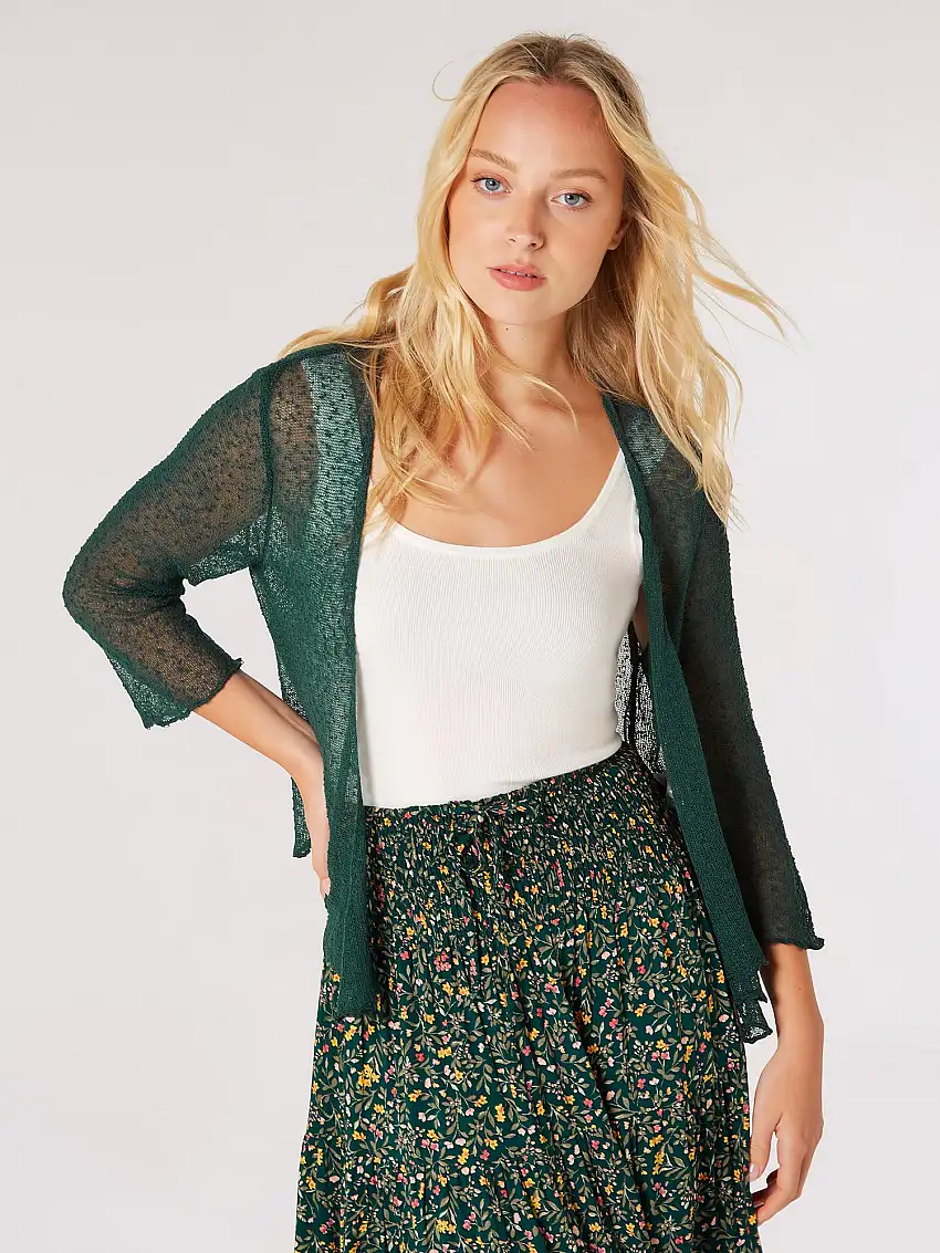 Lightweight Sheer Knitted Shrug Green