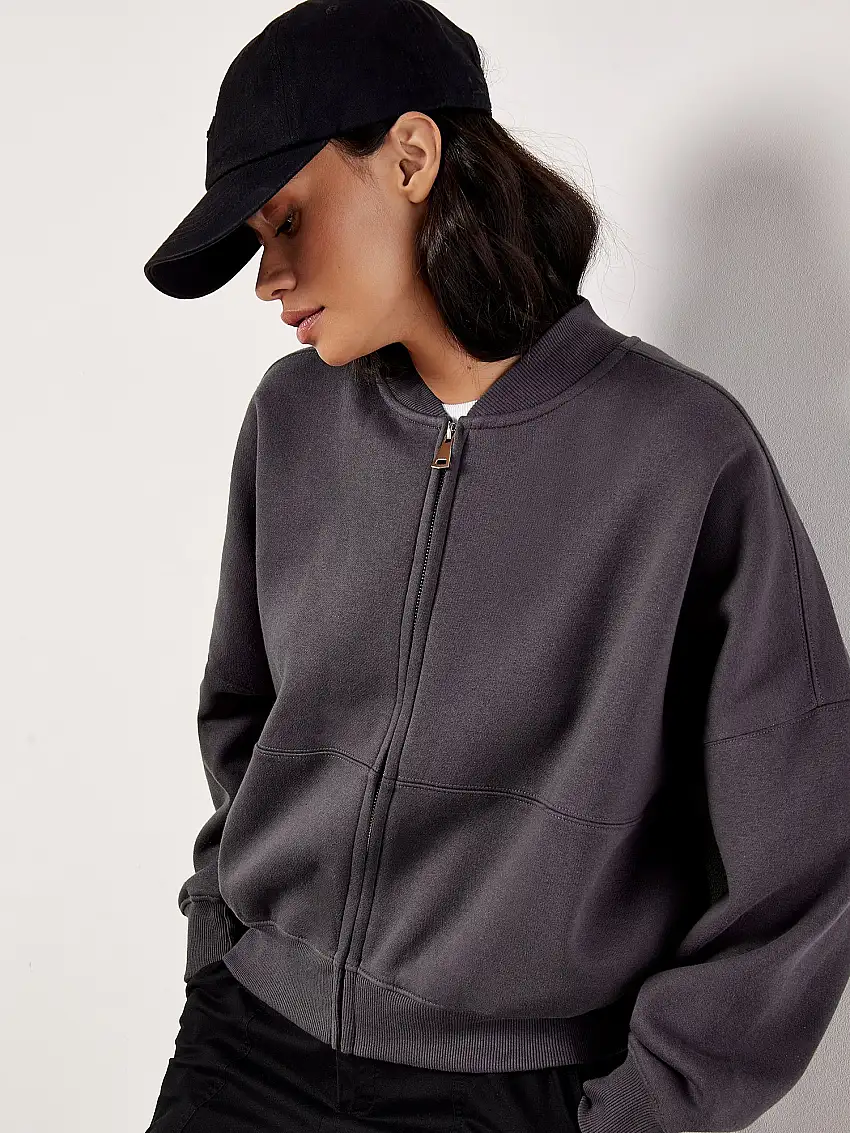 Sweatshirt Bomber Jacket Grey