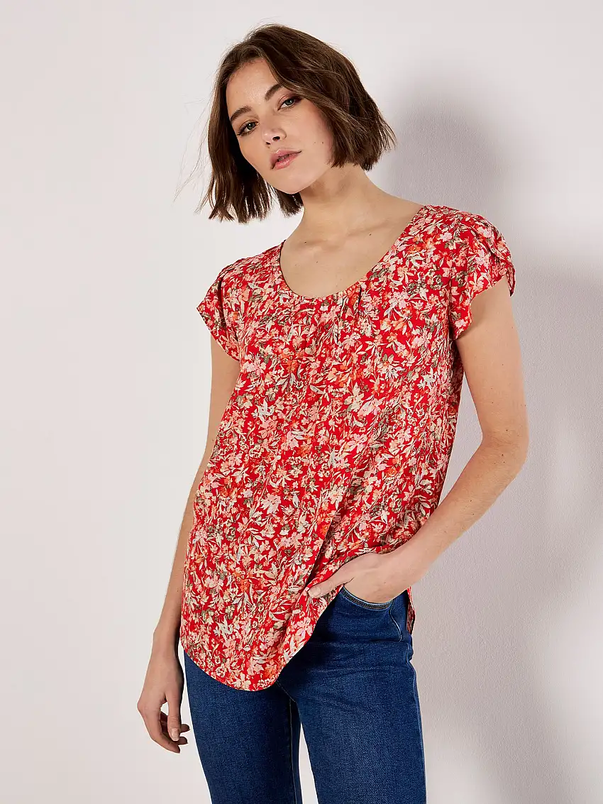 Garden Floral Top Red