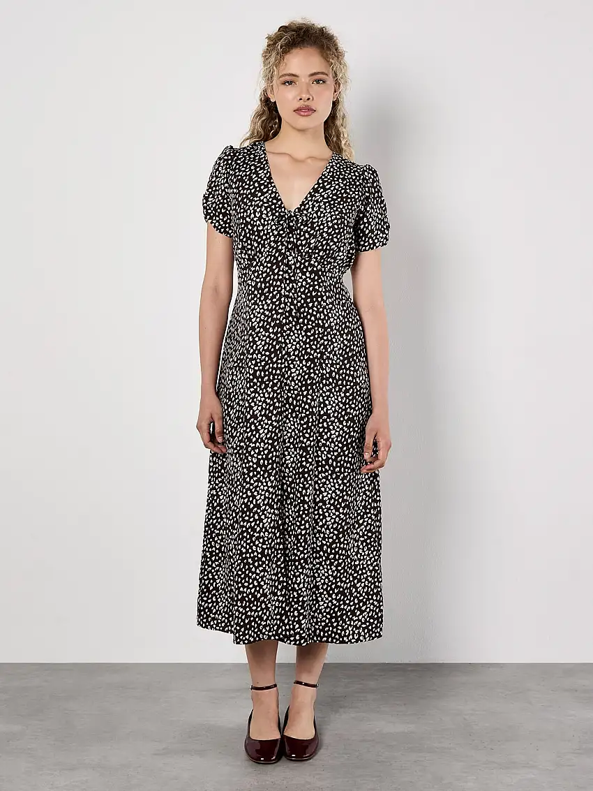 Animal Print Midaxi Dress Brown