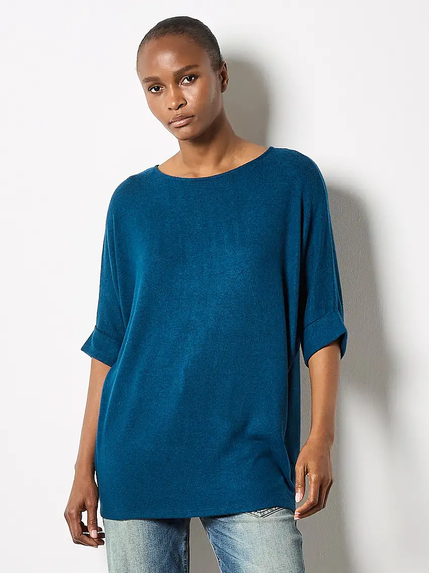 Soft Touch Batwing Top Teal