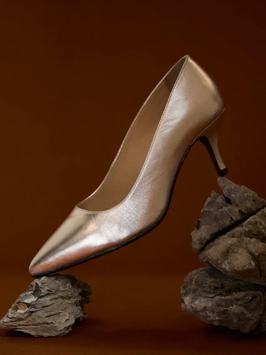 Leather Stiletto Heel Shoes Silver