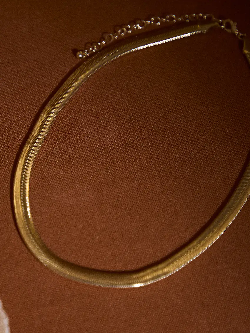 Gold Tone Layered Snake Chain Necklace Gold