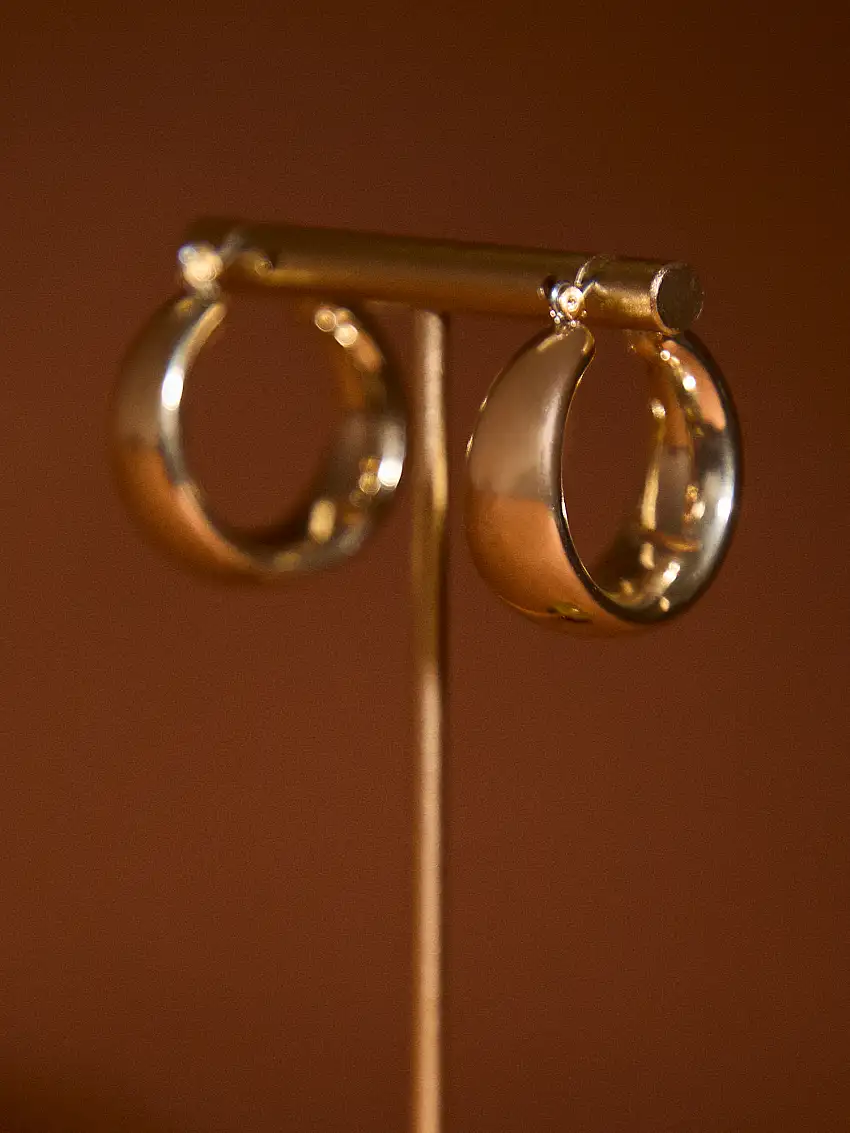 Gold Tone Chunky Hoop Earrings Gold