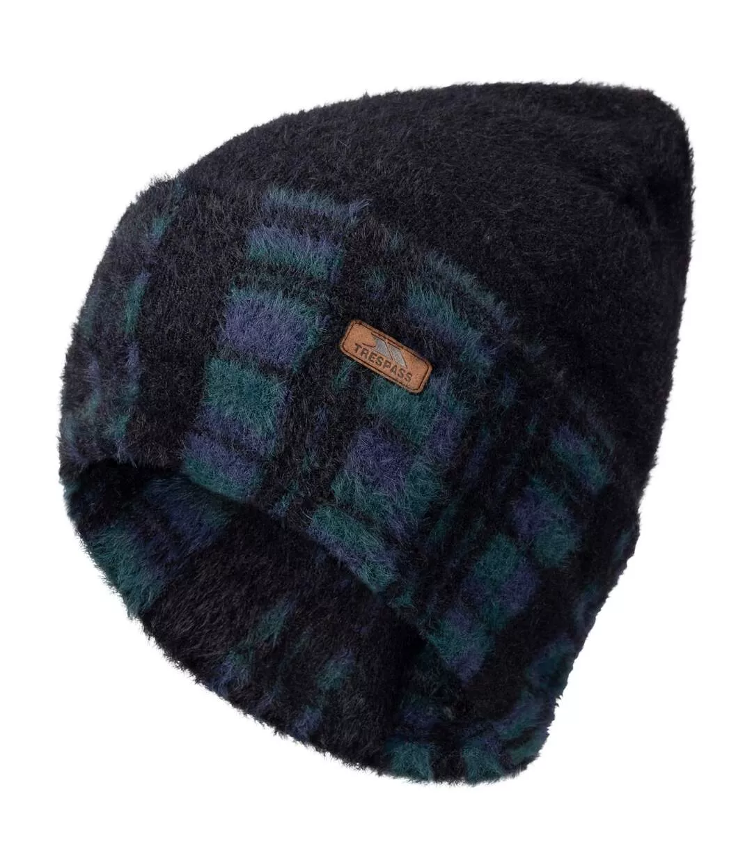 Mens Atlas Tartan Reversible Beanie Black Trespass