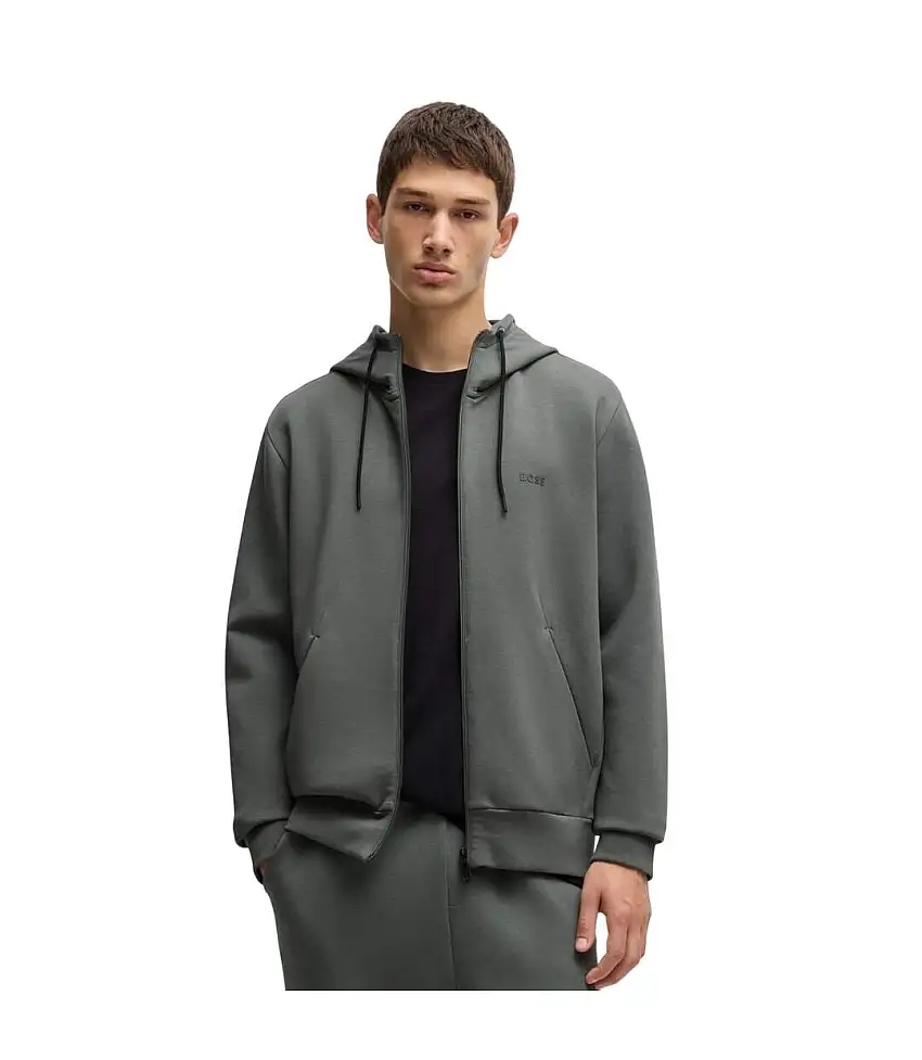 Mens Saggy Full Zip Hoodie Grey Boss