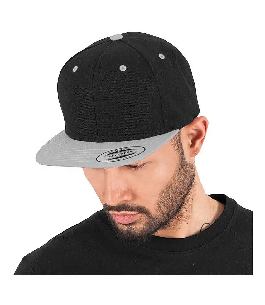 Yupoong Mens The Classic Premium Snapback 2-Tone Cap (Black/ Silver) - UTRW2887