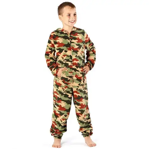 Green Camouflage Hooded Fleece Onesie