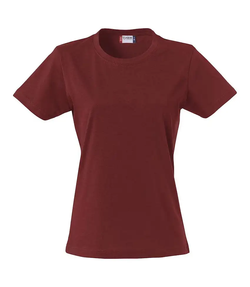 Womens/ladies Plain T-shirt Burgundy Clique