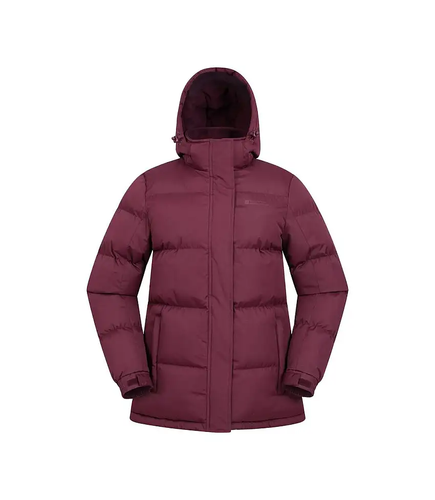 Womens/ladies Waterproof Padded Jacket Burgundy Mountain Warehouse