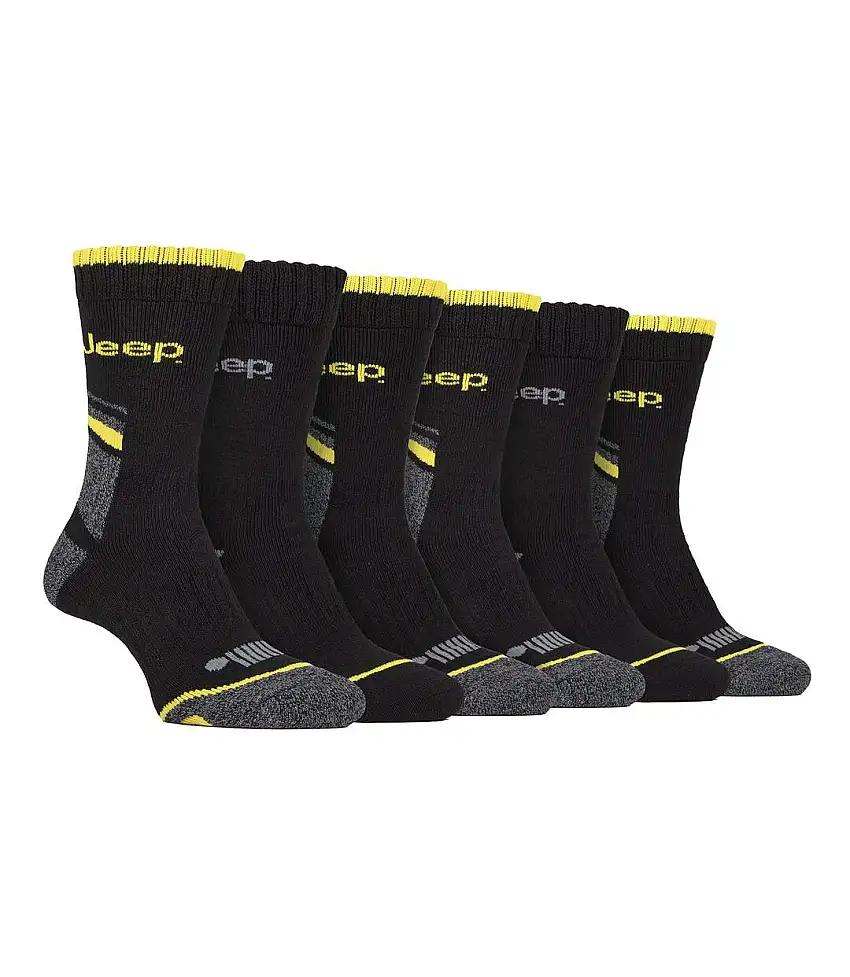 Mens 6 Pack Heavy Duty Work Socks with Reinforced Heel and Toe