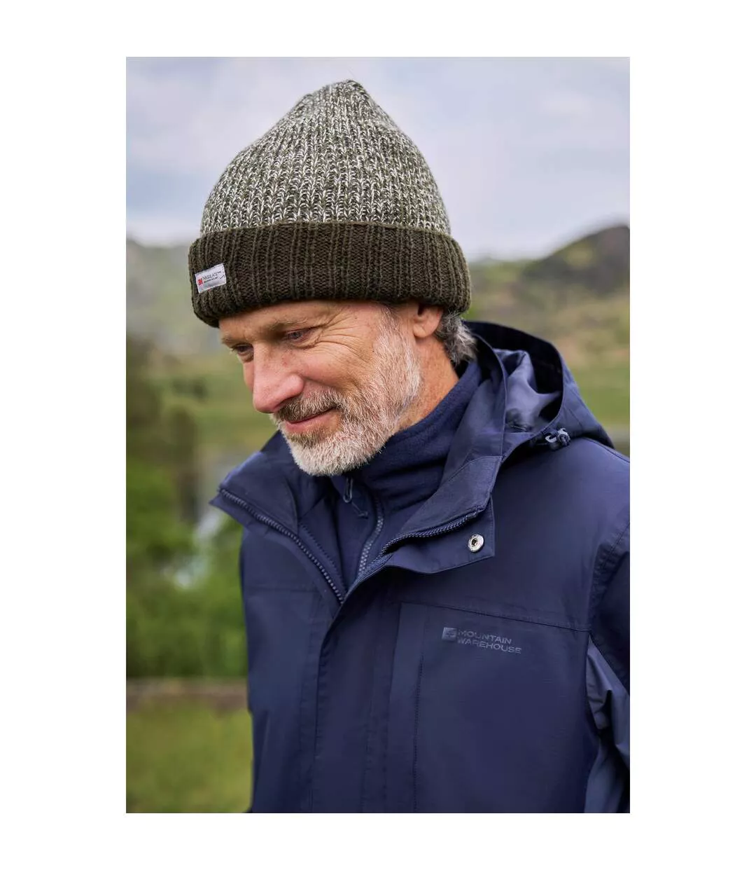 Mens Contrast Knitted Thinsulate Beanie Khaki Green Mountain Warehouse