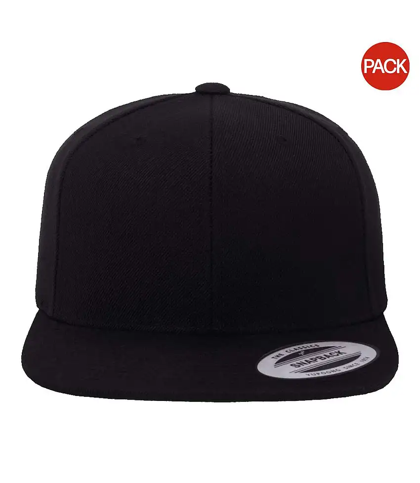 Yupoong Mens The Classic Premium Snapback Cap (Pack of 2) (Black) - UTRW6714