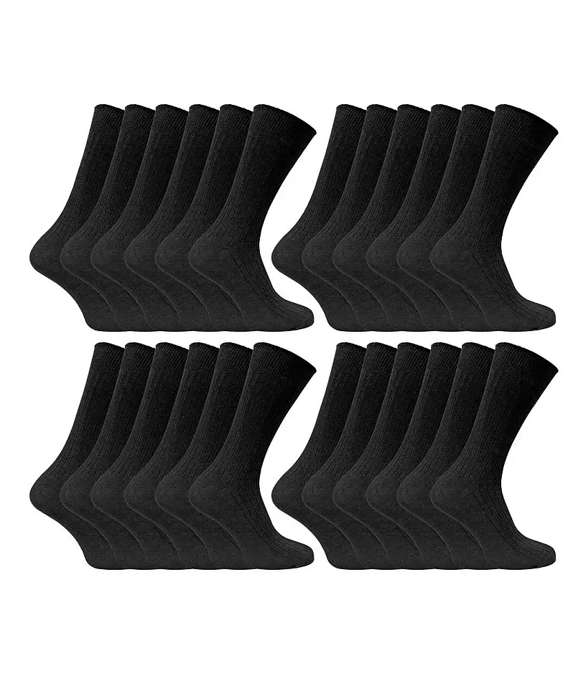 24 Pairs Multipack Mens Ultimate Comfort 100% Cotton Socks