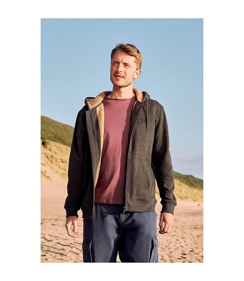 Mens Samuel Organic Relaxed Fit Hoodie Charcoal Animal