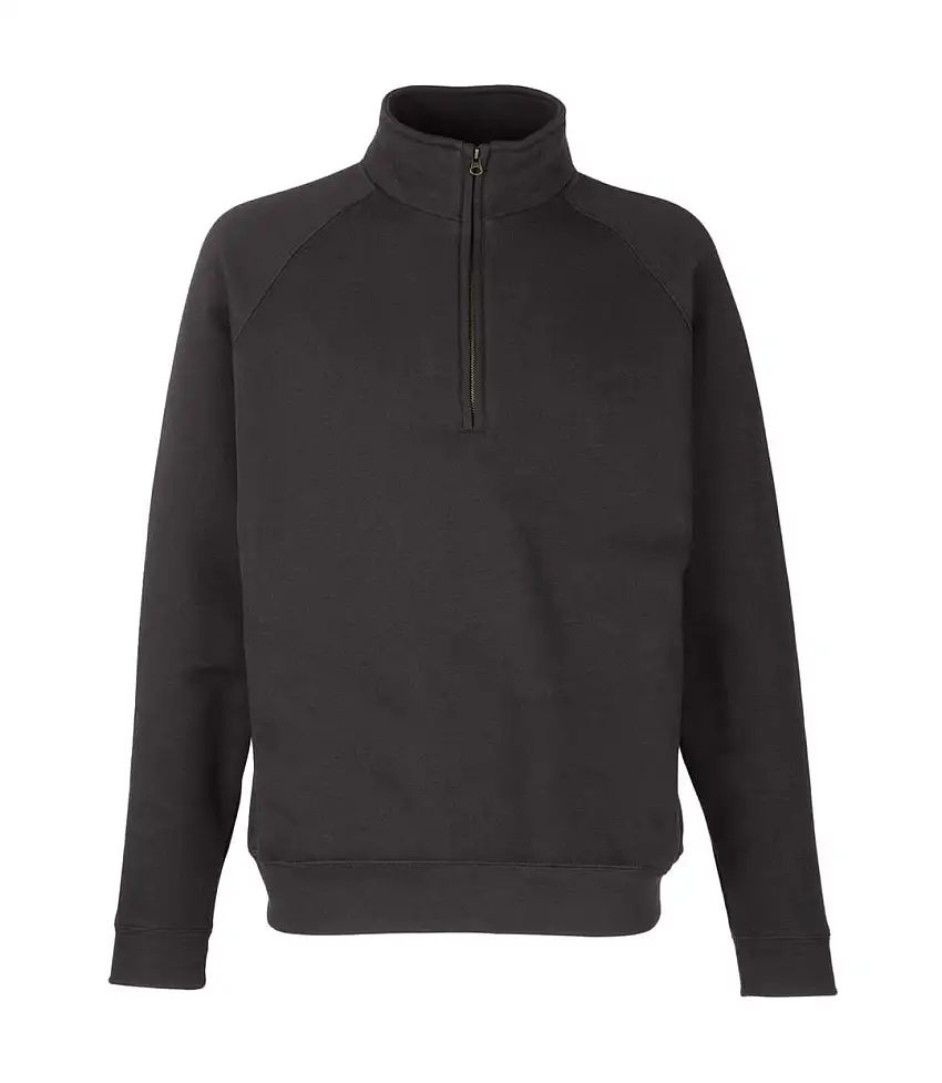 Adults Unisex Classic Zip Neck Sweatshirt Black Fruit Of The Loom