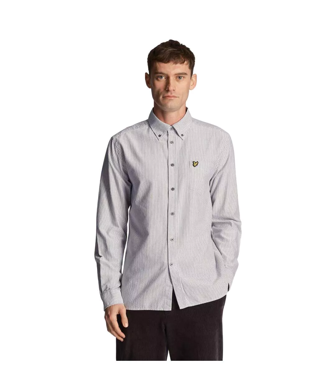 Mens Stripe Oxford Shirt Grey White Lyle & Scott