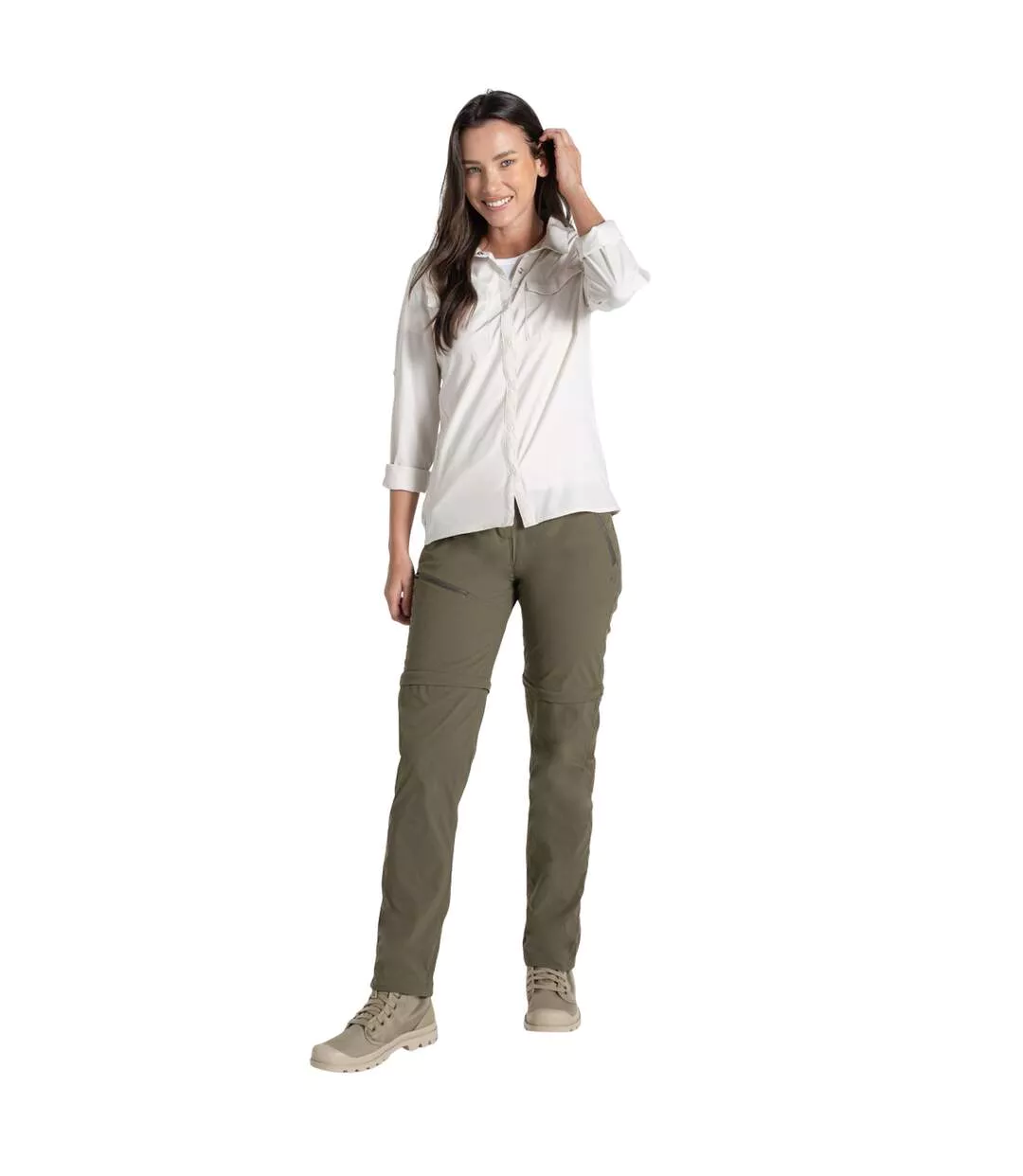Womens/ladies Pro Iii Nosilife Convertible Trousers Wild Olive Craghoppers