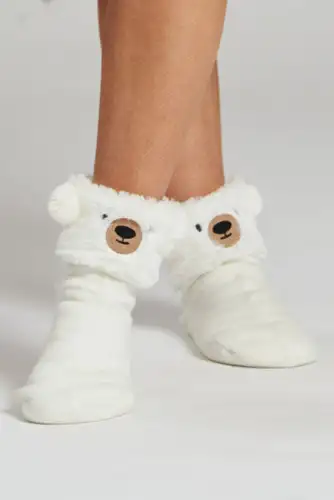 Polar Bear Fluffy Novelty Slipper Socks