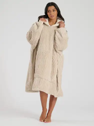 Taupe Wave Cut Sherpa Fleece Snuggle Hoody