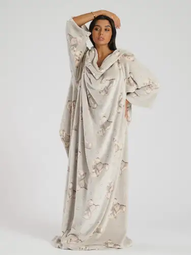 Embossed Teddy Bears Luxury Fleece Sleeved Blanket