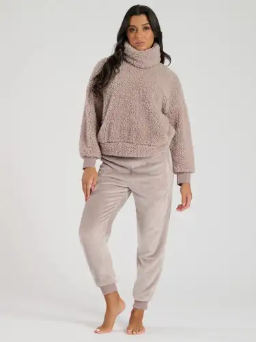 Mink Borg Snood Top & Velour Joggers Twosie