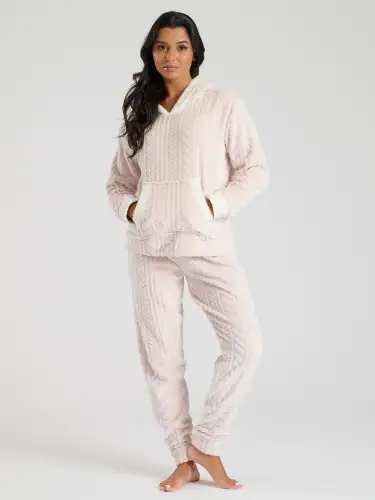 Pink Frosted Cable Embossed Fleece Twosie