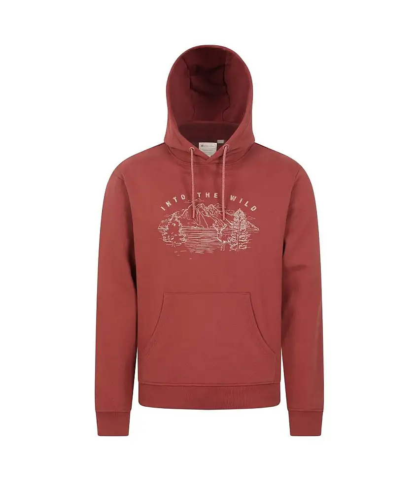 Mens Into The Wild Hoodie Rust Mountain Warehouse