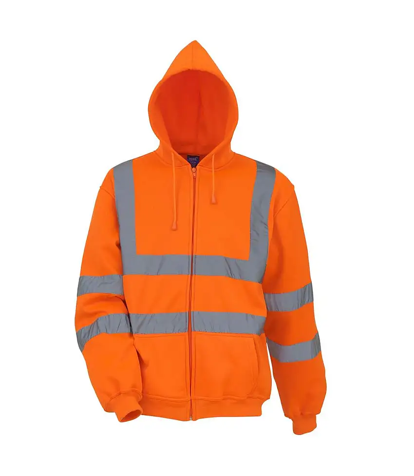 Mens Hi-vis Full Zip Hoodie Orange Yoko