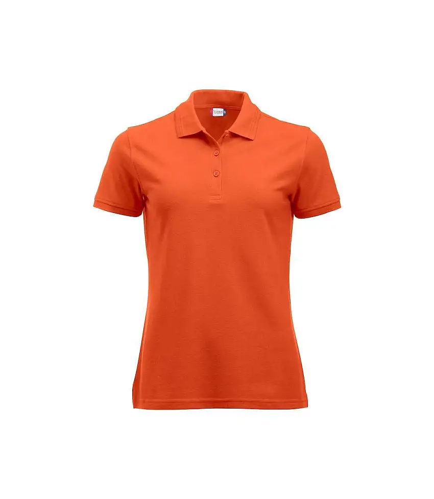 Womens/ladies Manhattan Polo Shirt Blood Orange Clique