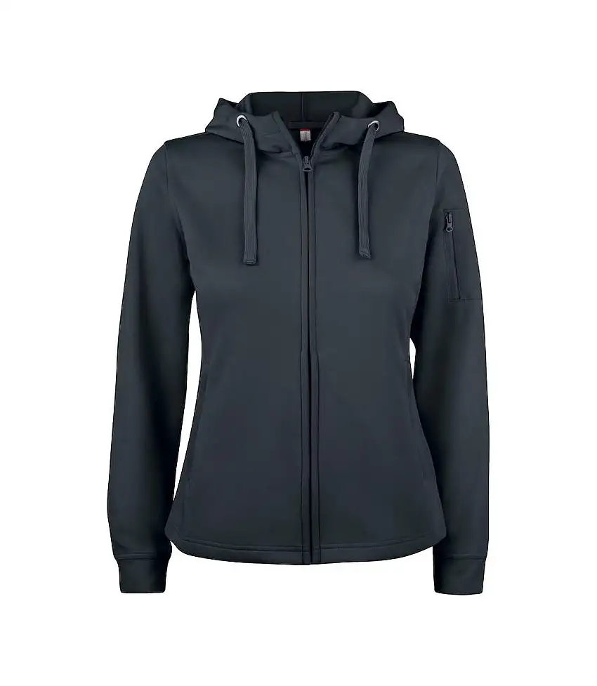 Womens/ladies Basic Active Full Zip Hoodie Black Clique