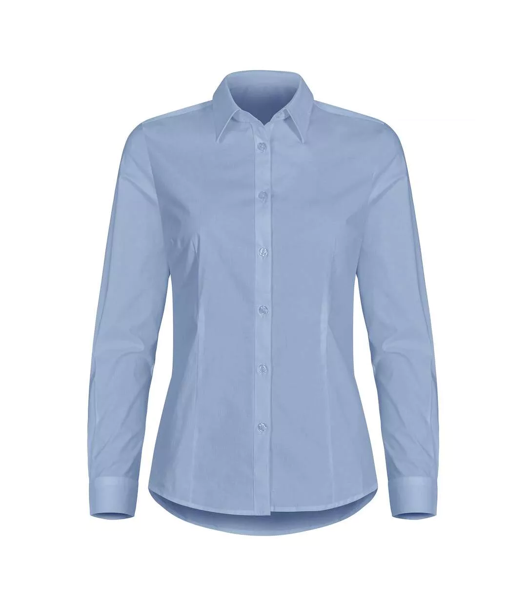 Womens/ladies Stretch Formal Shirt Light Blue Clique