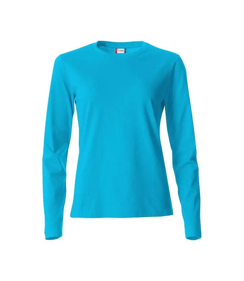 Womens/ladies Basic Long-sleeved T-shirt Turquoise Clique