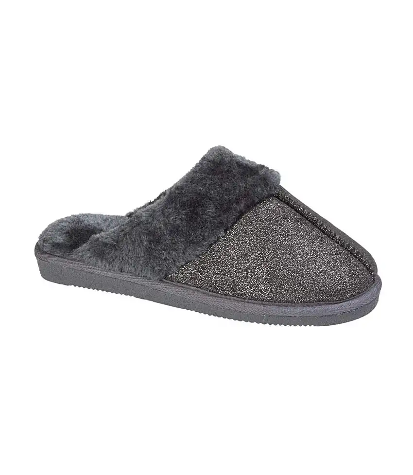 Womens/ladies Juliet Sparkle Slippers Black Sleepers