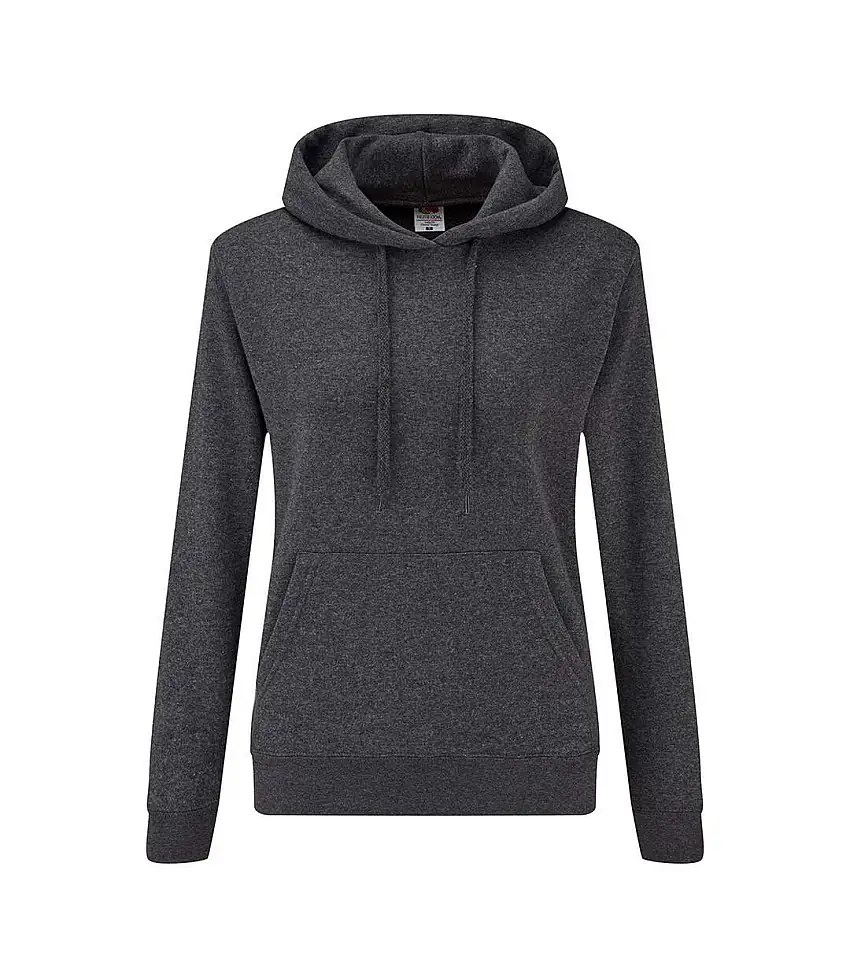Classic Lady Fit Hooded Sweatshirt Dark Heather Fruit Of The Loom