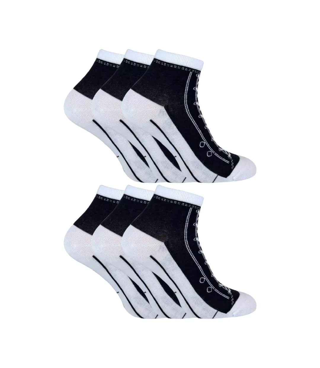 6 Pair Unisex Novelty Funny Lace Up Socks That Look Like Shoes