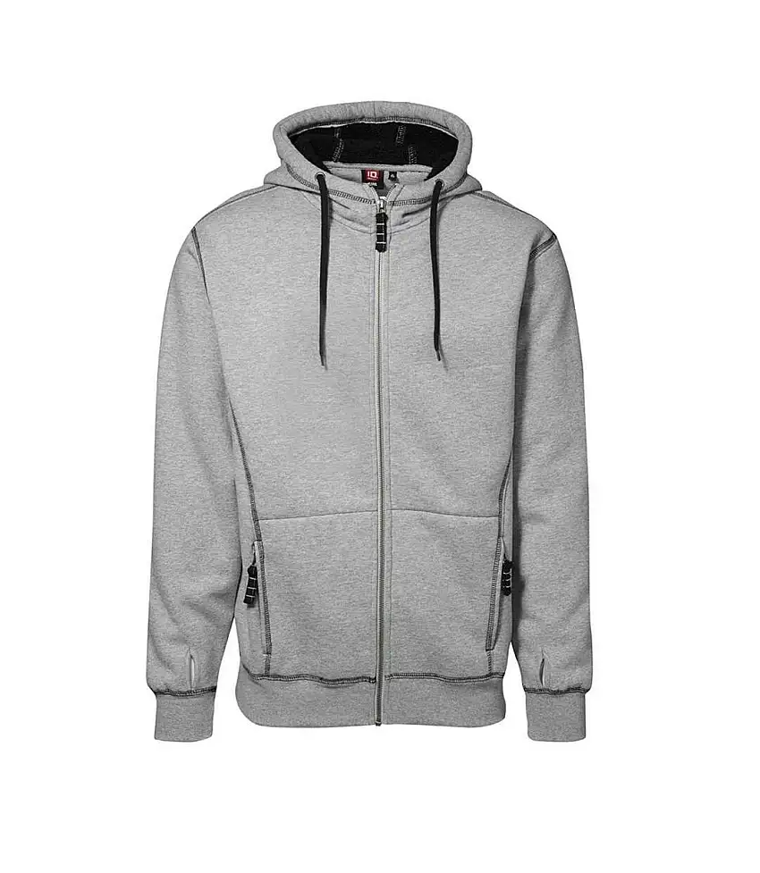 ID Mens Worker Full Zip Sherpa Hoodie (Grey melange) - UTID342