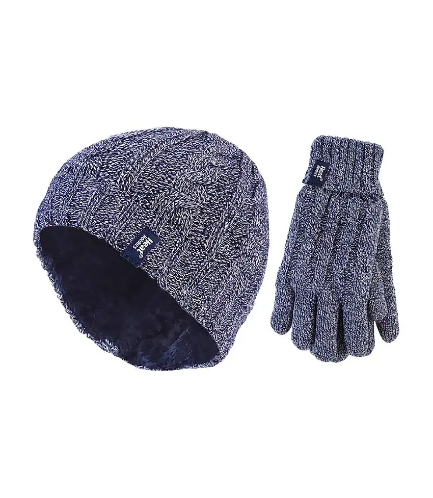 Ladies Fleece Lined Thermal Hat & Gloves Set for Winter
