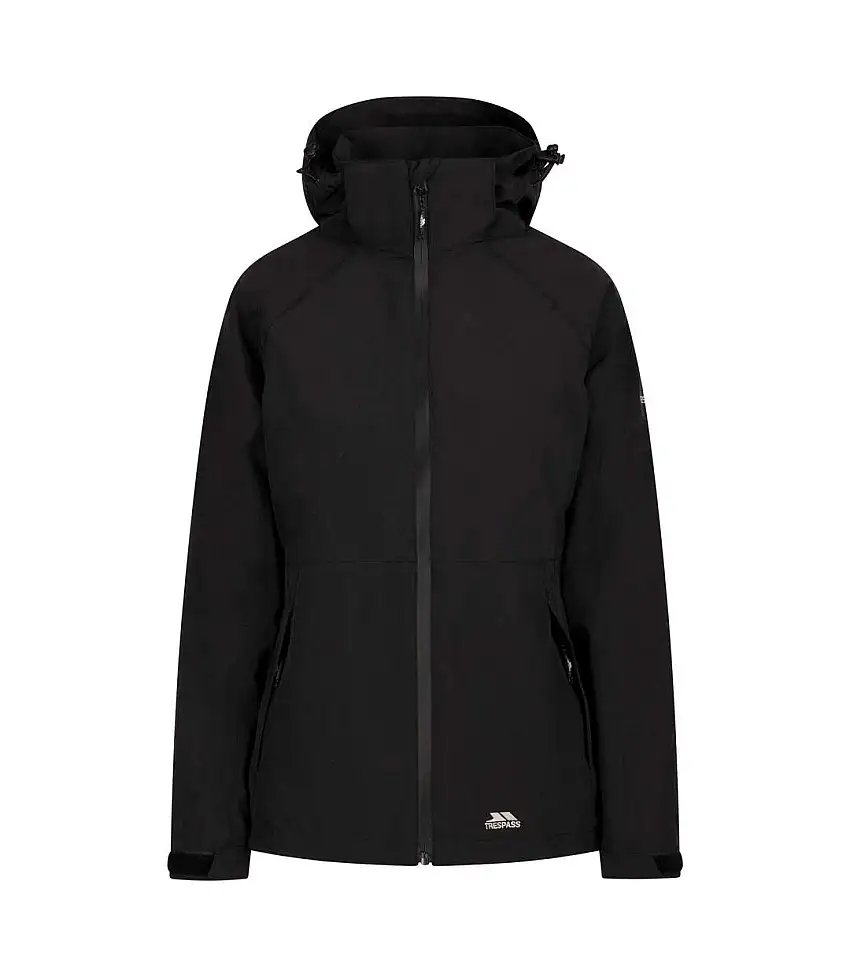 Womens/ladies Tilbury Tp75 Waterproof Jacket Black Trespass
