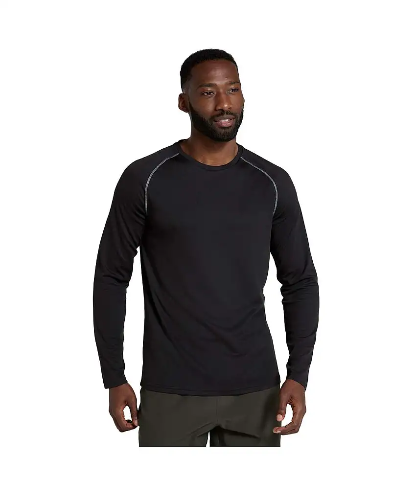 Mens Endurance Long-sleeved T-shirt Jet Black Mountain Warehouse