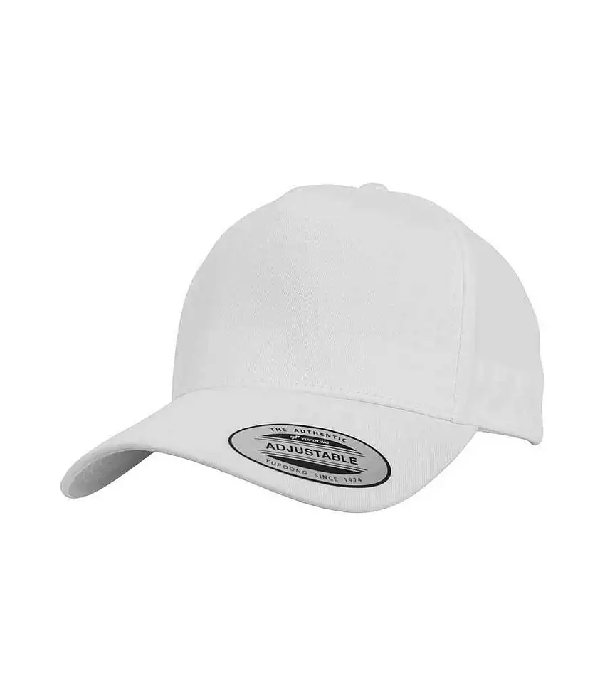 5 Panel Snapback Classic Baseball Cap White Flexfit