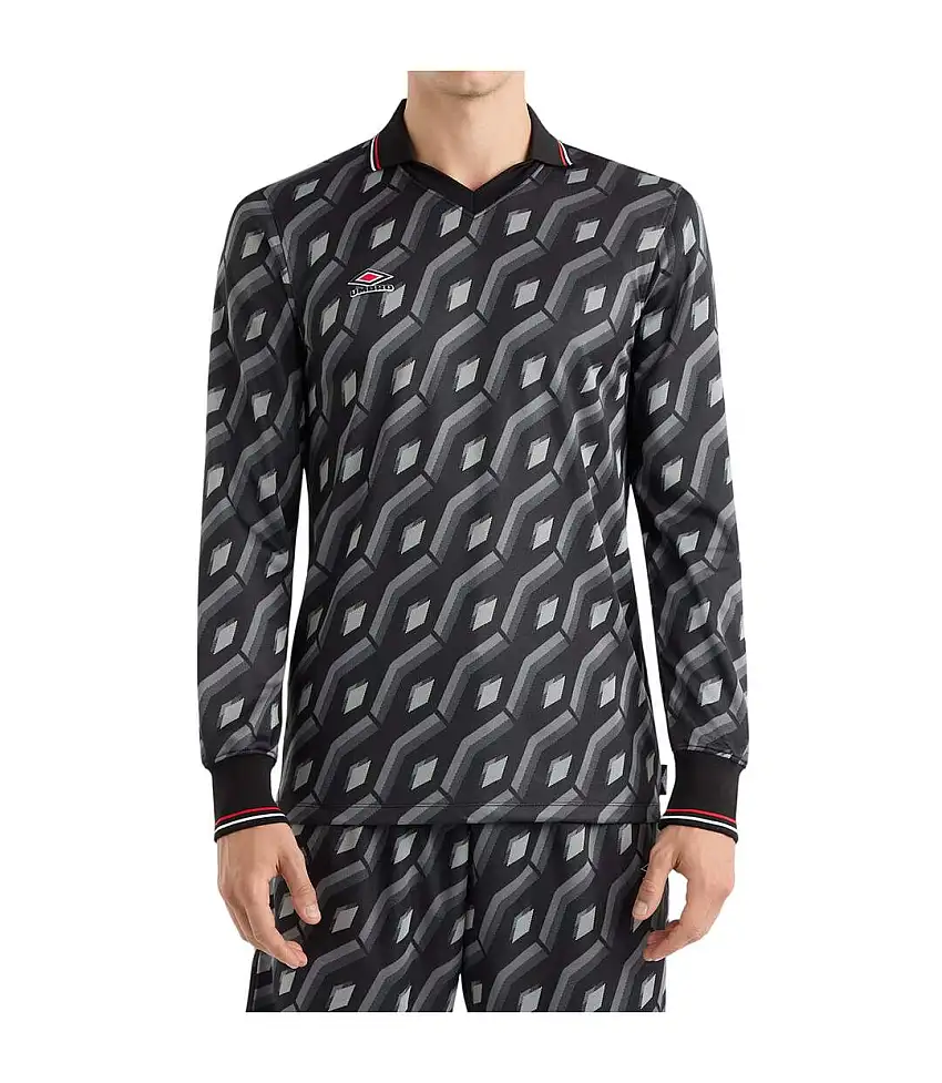 Mens Jacquard Long-sleeved Jersey Black Grey Umbro