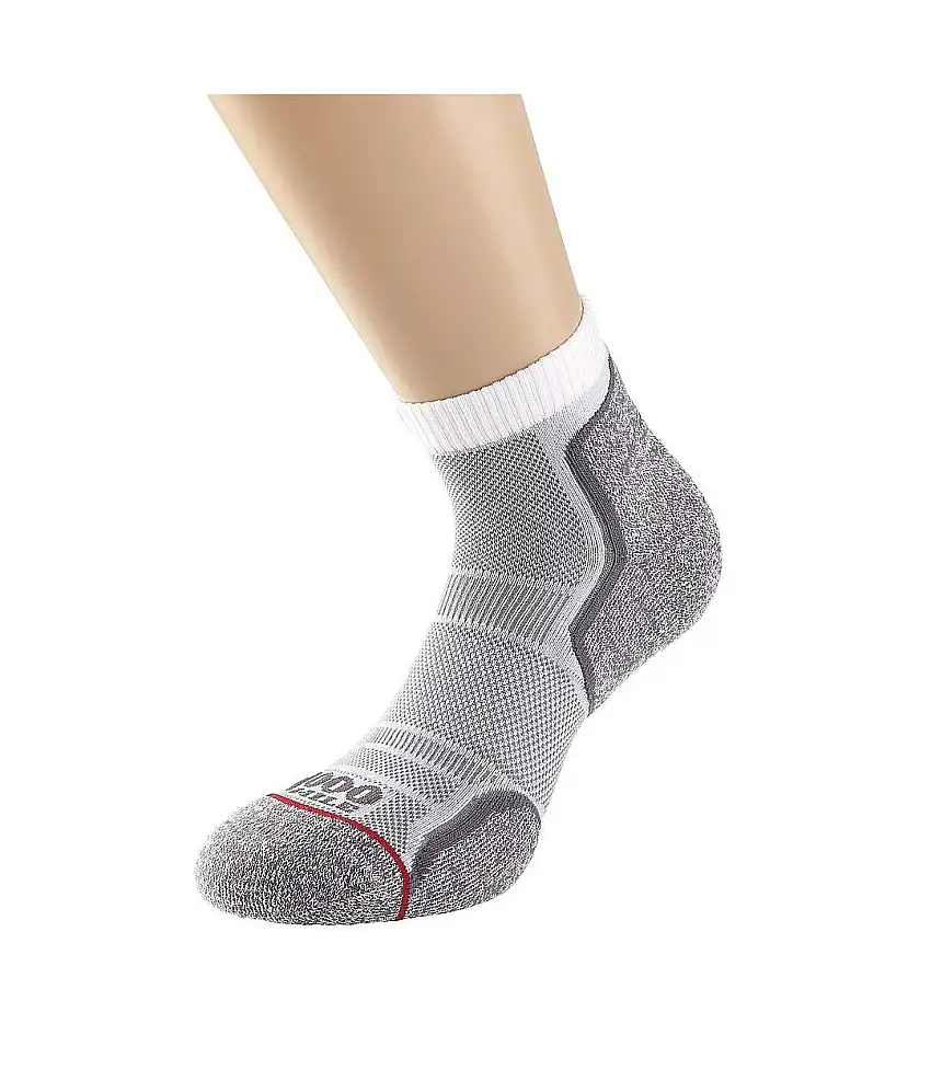 Womens/ladies Run Ankle Socks White Grey 1000 Mile