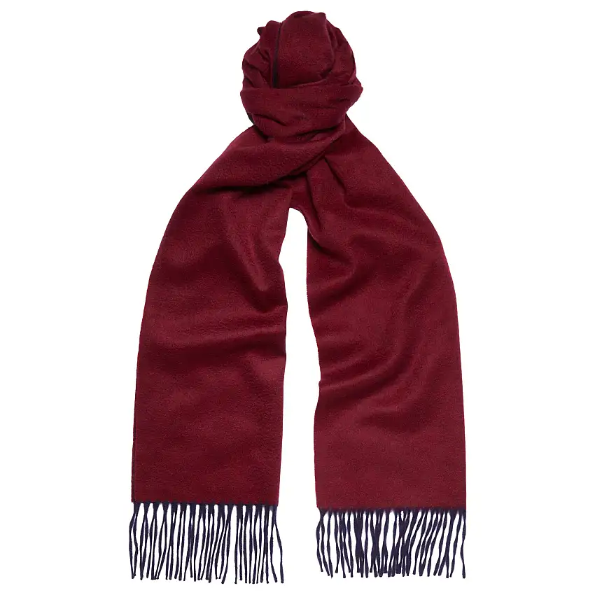 Arran Reversible Navy and Burgundy Cashmere Scarf