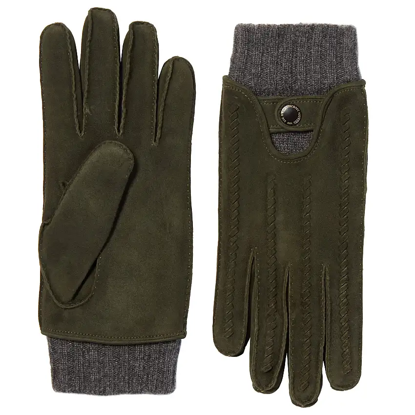 Green Suede Whipstitch Gloves
