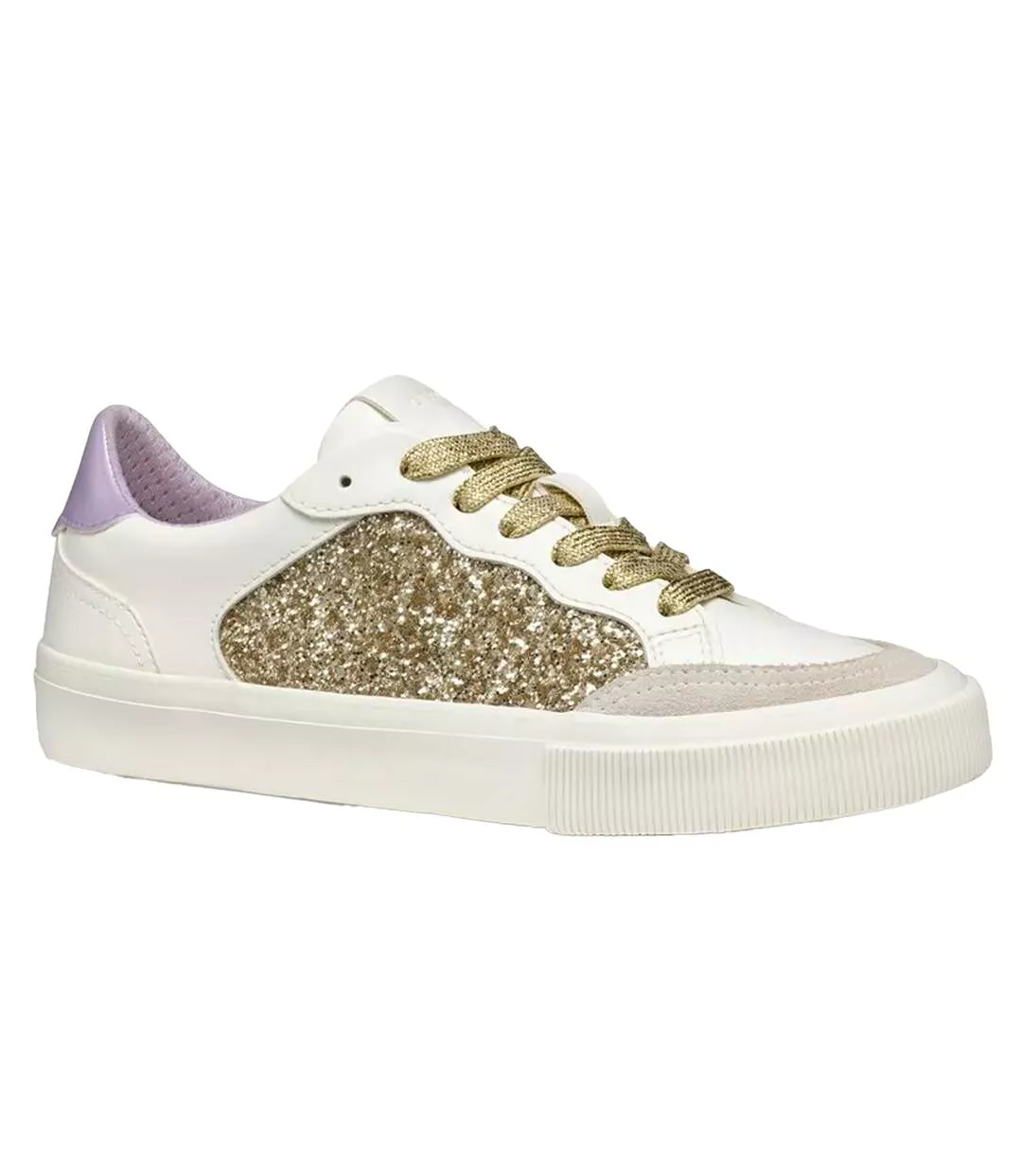 Womens/ladies D Emmeleny Trainers Optic White Light Gold Geox