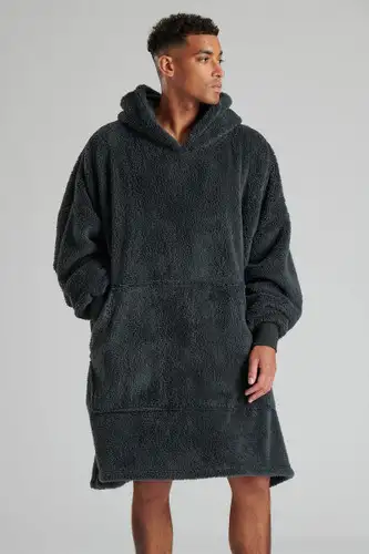 Charcoal Luxury Teddy Snuggle Hoodie