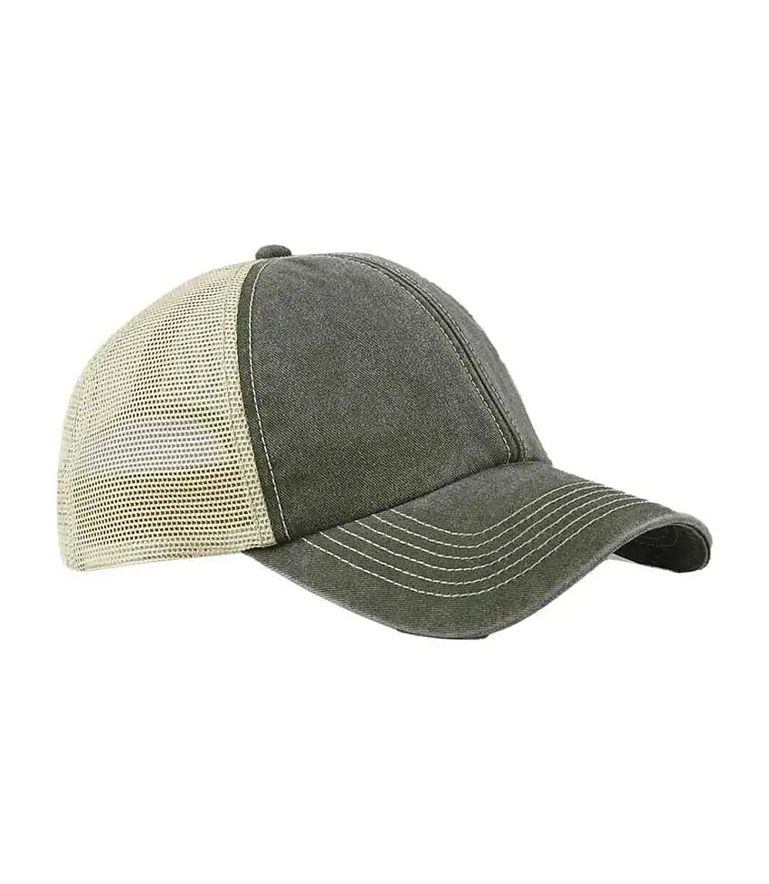 Vintage 6 Panel Trucker Cap Olive Stone Beechfield