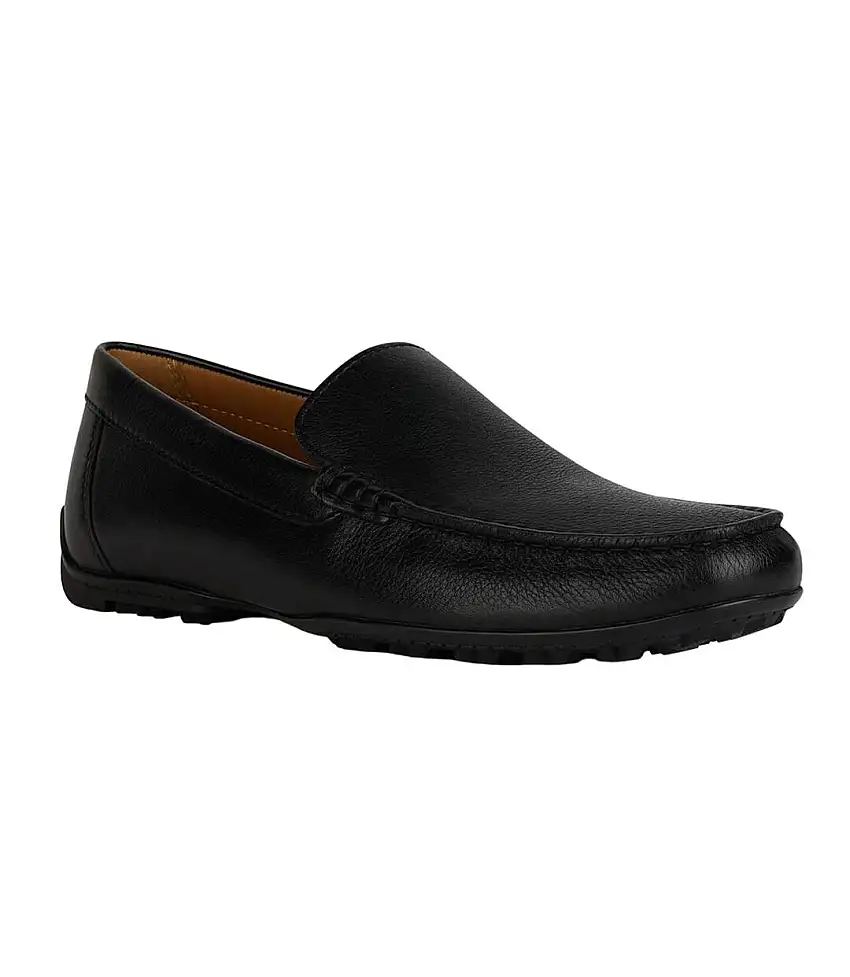 Mens U Kosmopolis Leather Grip Moccasins Black Geox